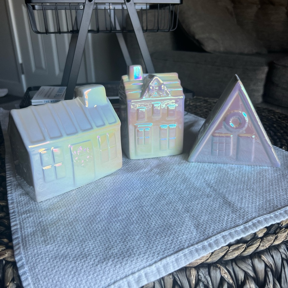 2023 Target Bullseye Ceramic Christmas Houses - Set of 3